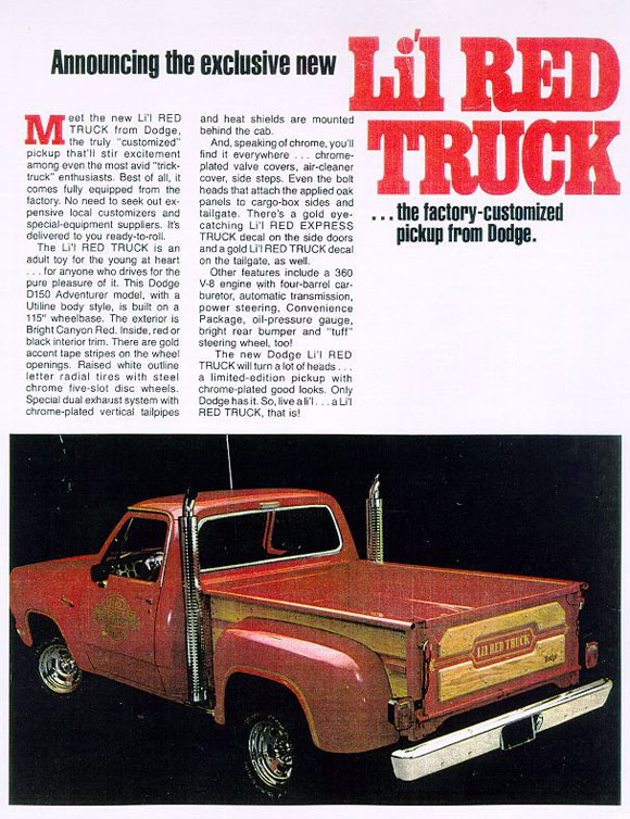 1978 Dodge Lil Red Express Truck Flyer